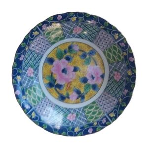 Gump's Botanical Imari Vintage Cereal Soup Shallow Bowl Home Decor